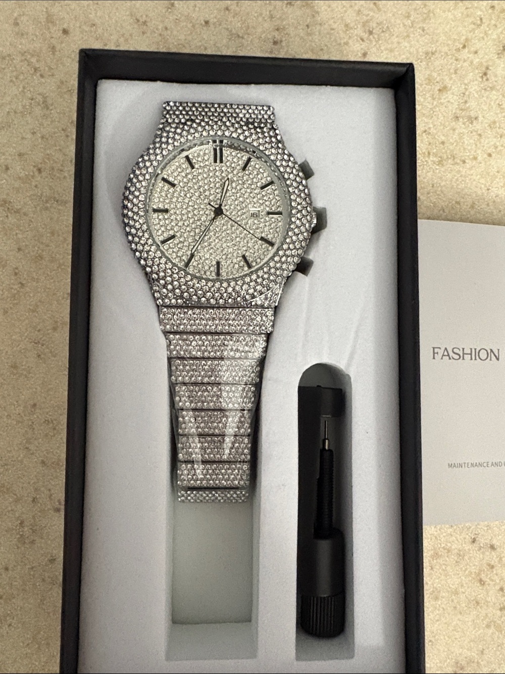 Silver Bling Crystal-Accent Fashion Watch